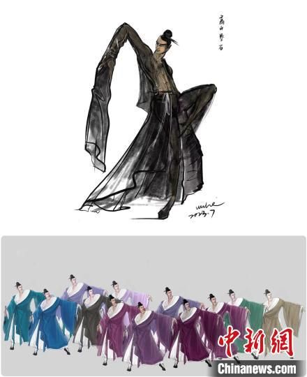 　原创舞剧《永和九年》——兰亭集序·舞传的服装效果图。　上海歌剧院 供图